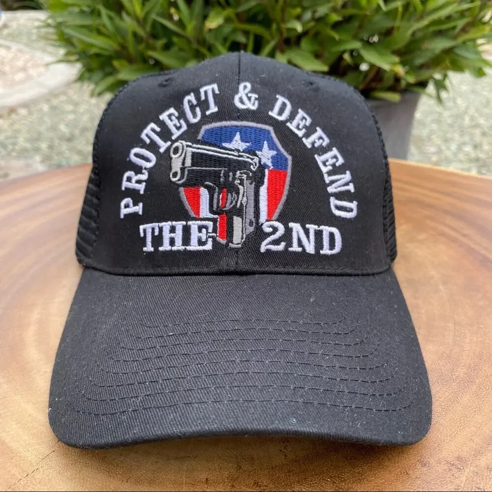 Protect and Defend the 2nd Amendment Trucker Hat Black One Size